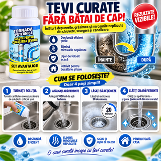 Pulbere Activă pentru Curățarea Țevilor și Scurgerilor – Set 4 Bucăți