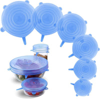 Capace Universale din Silicon Elastic 6/set - Reutilizabile, Etanșe, pentru Vase și Recipiente de Diferite Dimensiuni