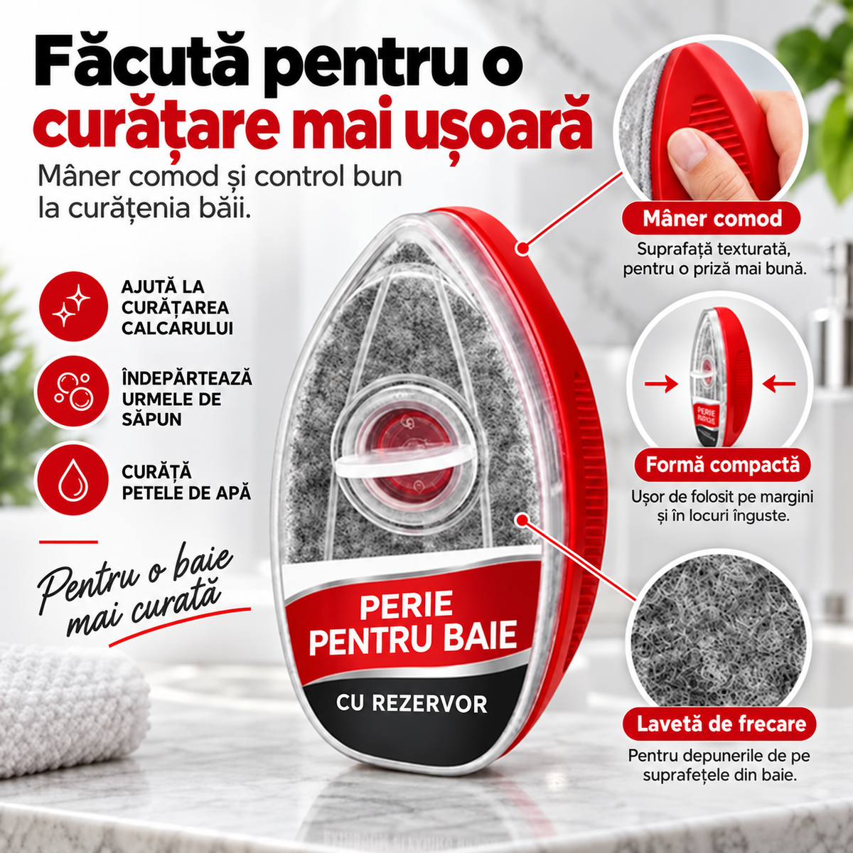 Peria Anticalcar cu Rezervor pentru Detergent