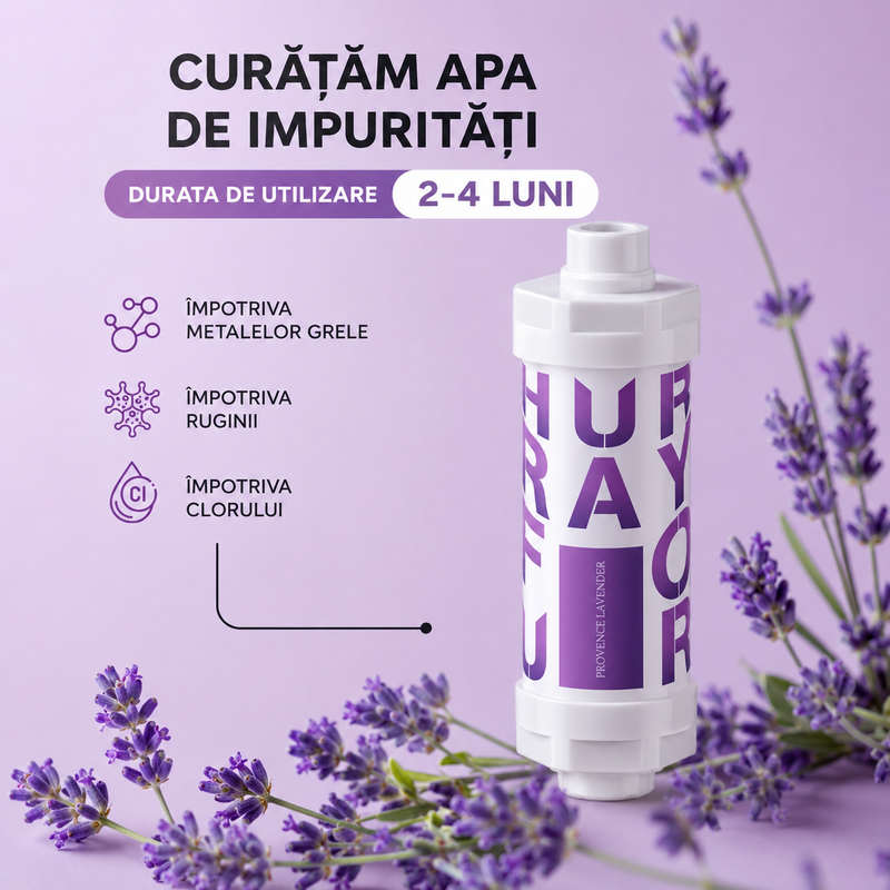 Filtru dus cu vitamina C, dedurizator de apă - aromatherapie