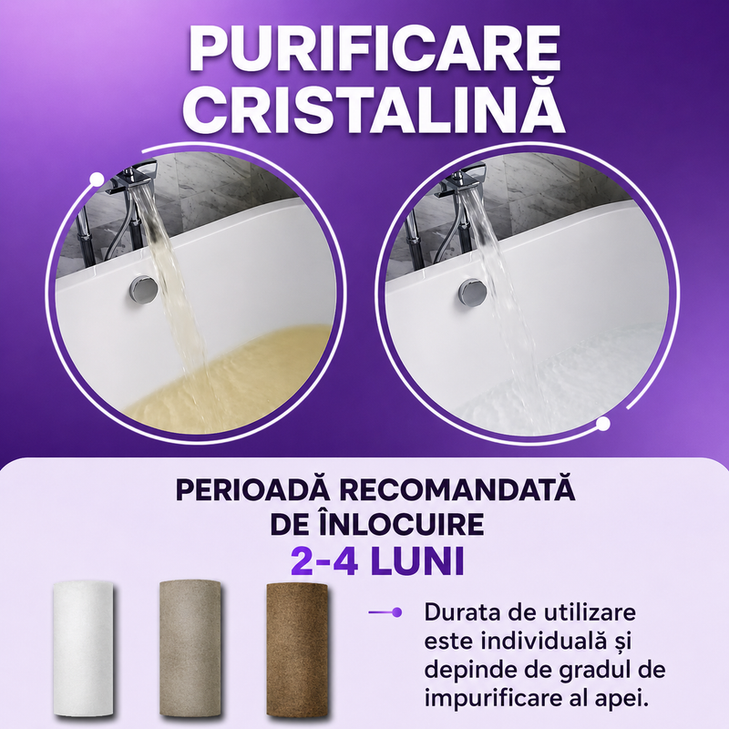 Filtru dus cu vitamina C, dedurizator de apă - aromatherapie
