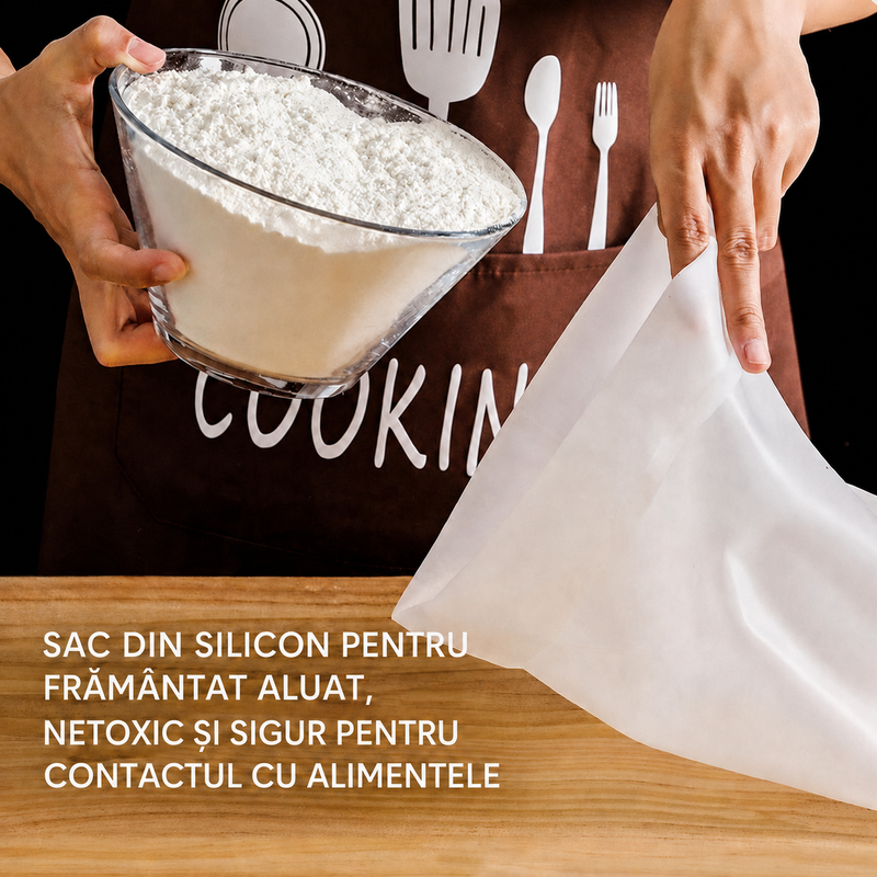 Frământă aluatul fără mâini lipicioase și fără făină împrăștiată prin bucătărie