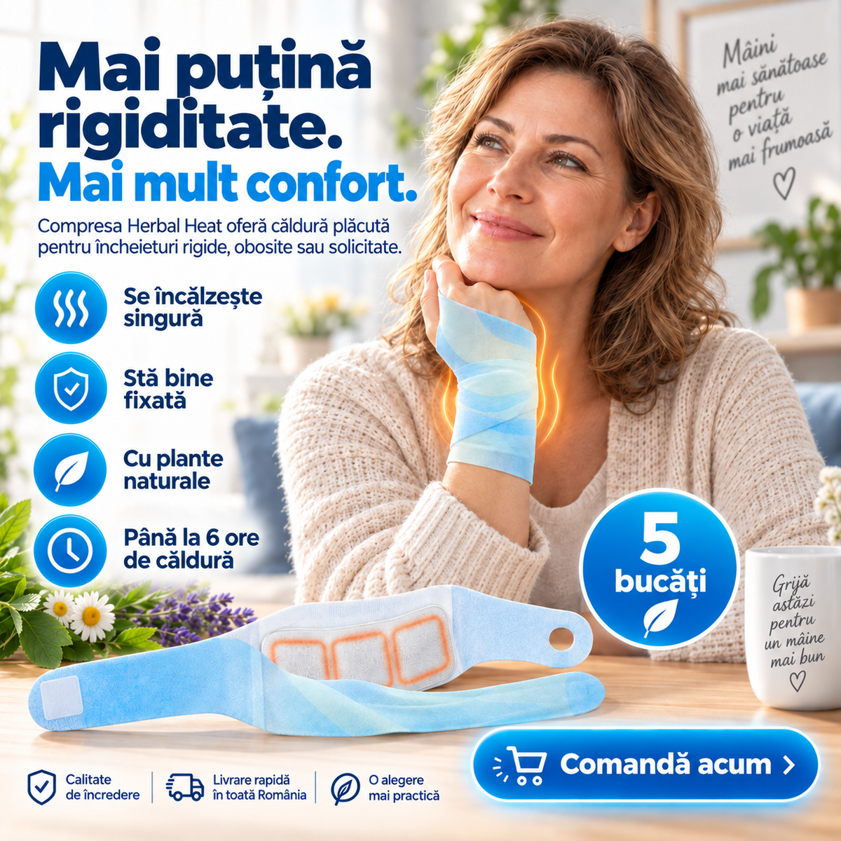 Comprese HERBAL HEAT - până la 6 ore de căldură pentru încheieturi rigide și solicitate