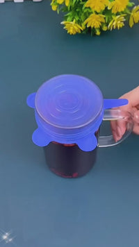 Capace Universale din Silicon Elastic 6/set - Reutilizabile, Etanșe, pentru Vase și Recipiente de Diferite Dimensiuni